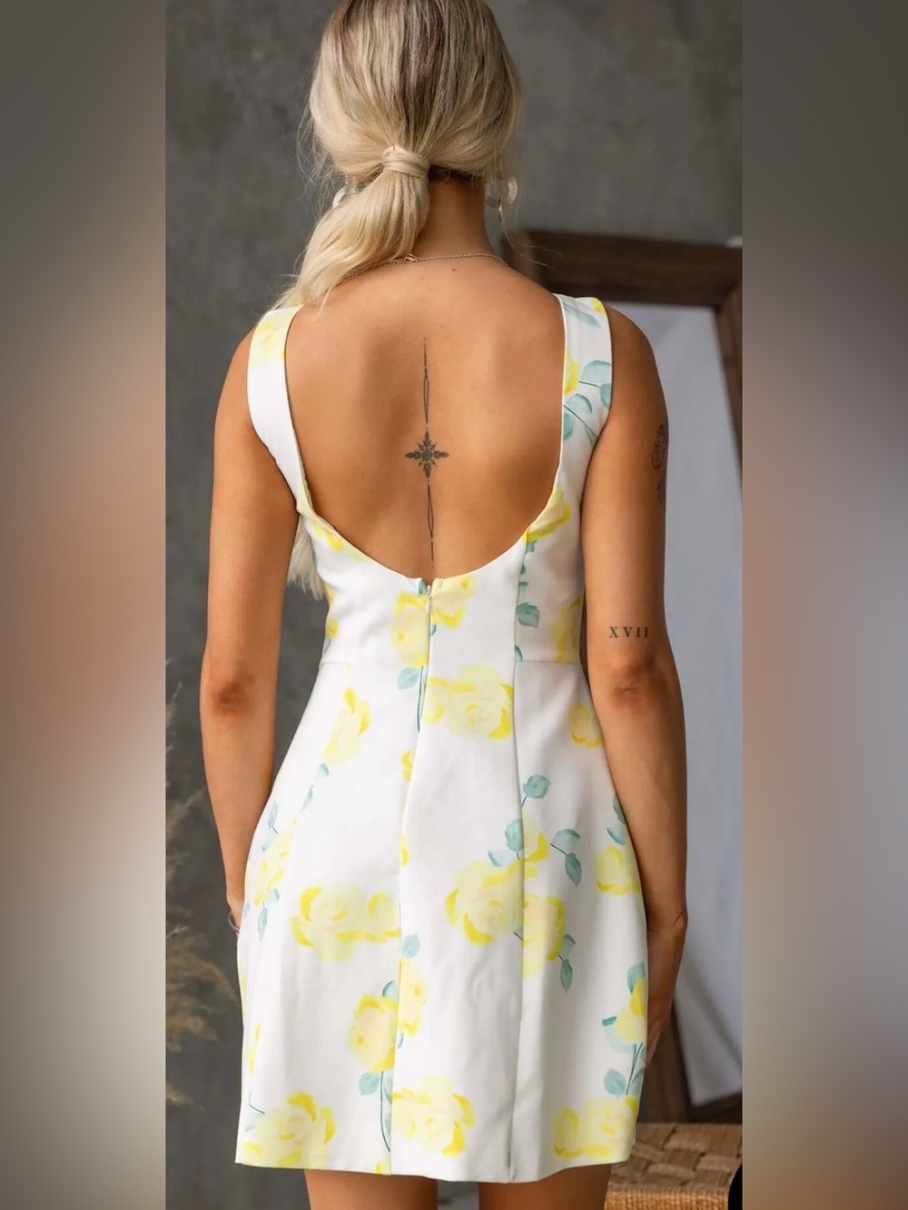 Saint & Secrets Sleeveless White Mini Dress with Yellow Floral Print - Picture 9 of 13